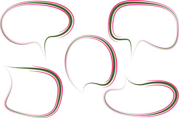 bright pink green colorful abstract lines stroke speech bubbles set