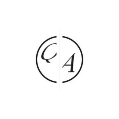 Unique Vector Circled Monogram Simple Logo QA Initial Alphabet Design Alphabet