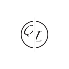 Unique Vector Circled Monogram Simple Logo QL Initial Alphabet Design Alphabet