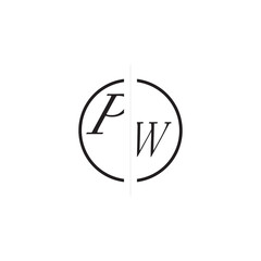 Unique Vector Circled Monogram Simple Logo PW Initial Alphabet Design Alphabet