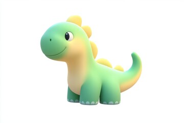 Fototapeta premium 3D cartoon pixel dinosaur icon with 8-bit color blocks on white background, ultra high definition detailed isometric view