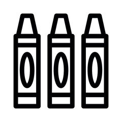 Crayons line icon.School supplies. Simple vector symbol used for school, travel, or education themes. Clean linear design, editable stroke, isolated on white.