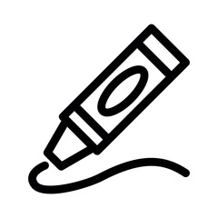 Crayon line icon.School supplies. Simple vector symbol used for school, travel, or education themes. Clean linear design, editable stroke, isolated on white.
