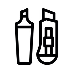 Marker and Paper Cutter line icon.School supplies. Simple vector symbol used for school, travel, or education themes. Clean linear design, editable stroke, isolated on white.