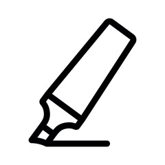 Marker highlighter pen line icon.School supplies. Simple vector symbol used for school, travel, or education themes. Clean linear design, editable stroke, isolated on white.