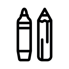Marker and Pencil line icon.School supplies. Simple vector symbol used for school, travel, or education themes. Clean linear design, editable stroke, isolated on white.
