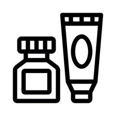 Paints line icons.School supplies. Simple vector symbol used for school, travel, or education themes. Clean linear design, editable stroke, isolated on white.