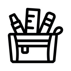 Pencil Case line icon.School supplies. Simple vector symbol used for school, travel, or education themes. Clean linear design, editable stroke, isolated on white.