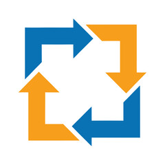 Interlocking Arrow Square Logo Vector.