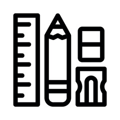 School supplies. Simple vector symbol used for school, travel, or education themes. Clean linear design, editable stroke, isolated on white.