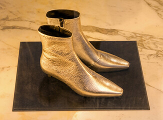 Gold metallic female shoe boots fashion accessories