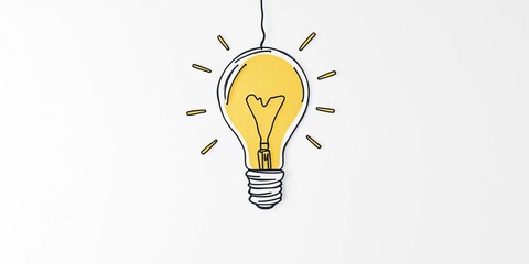 Realistic paper lightbulb sketch, innovative idea concept, future, graphic