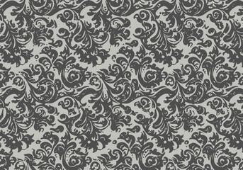 Dense dark floral patterns cover a light background intricate  textural