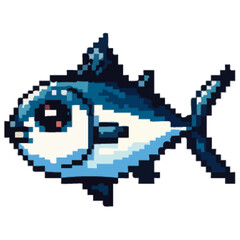 Obraz premium Adorable pixel art depiction of a bluefin tuna, swimming playfully.