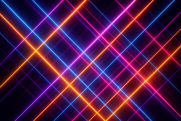 Abstract Neon Grid Network Vibrant Crossing Lines Background