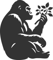 Wild big animal silhouette of a gorilla vector illustration