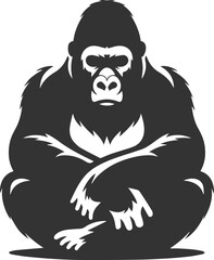 Wild big animal silhouette of a gorilla vector illustration
