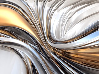 Abstract metallic swirls in gold and silver