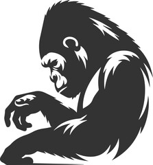 Wild big animal silhouette of a gorilla vector illustration