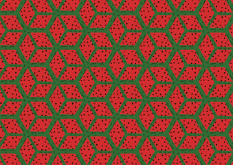 A cheerful, repeating pattern of watermelon slices on a white background, perfect for summer designs.