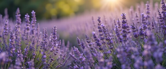 Obraz premium Lavender field at sunset