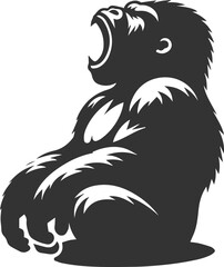 Wild big animal silhouette of a gorilla vector illustration