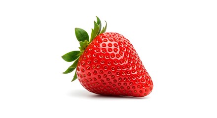 Single Fresh Strawberry on White Background