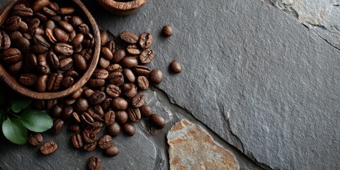 Coffee Beans on Stone Background