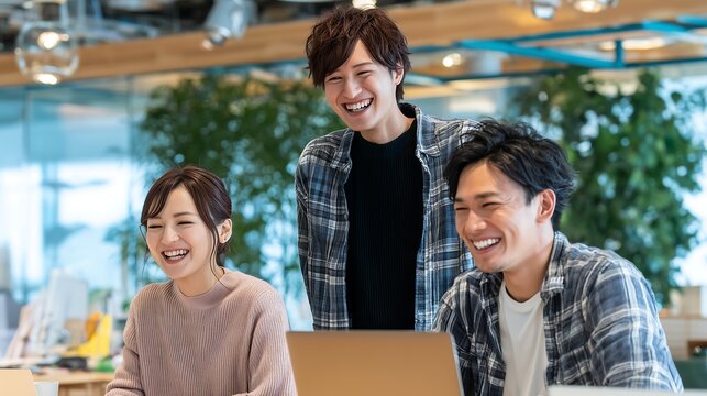 Friendly Coworkers Enjoying a Productive Meeting. Generative AI
