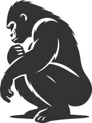 Wild big animal silhouette of a gorilla vector illustration