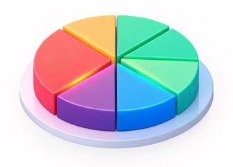Obraz premium business pie chart, Isometric 3D pie chart split into segments with glowing edges