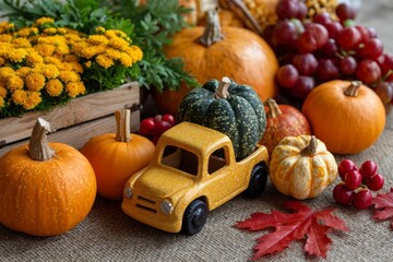 Pumpkins and Toy Truck Still Life