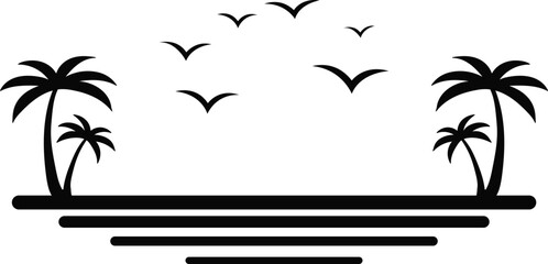 해변 풍경 벡터 일러스트