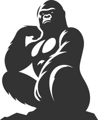 Wild big animal silhouette of a gorilla vector illustration