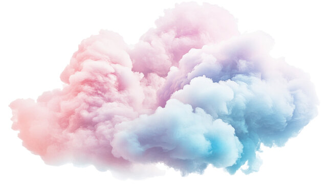 a pink and blue cloudes on white background