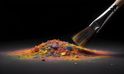 Fototapeta premium Makeup Brush with Colorful Eyeshadow Powder