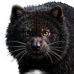 Close up portrait of a wild binturong with glossy fur dark expressive eyes and long whiskers capturing the essence of Southeast Asian forests