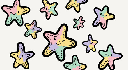 Whimsical Pastel Starfish Pattern Background Illustration