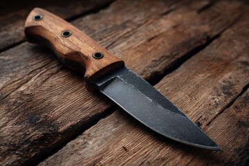 Sharp Knife on Wooden Surface
