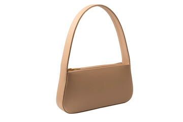 Beige women leather bag isolated on white background.