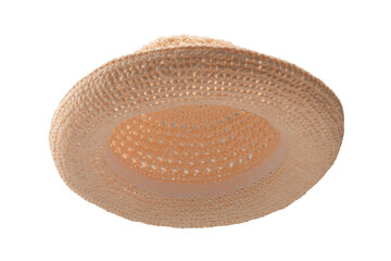 Straw summer hat with isolated on white background.