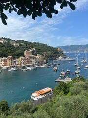 view of houses sea and yachts from portofino