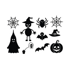 Halloween Spooky set silhouette vector Halloween ghost and Halloween Elements