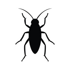 Cockroach silhouette vector icon. Isolated pest bug.