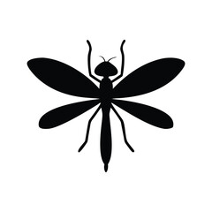 Dragonfly or damselfly silhouette vector insect icon.