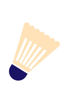 Beige shuttlecock birdie with navy blue details. Badminton equipment for racquet sport, game, fitness, recreation, tournament and athletic activity concept illustration with feather design. Isolated