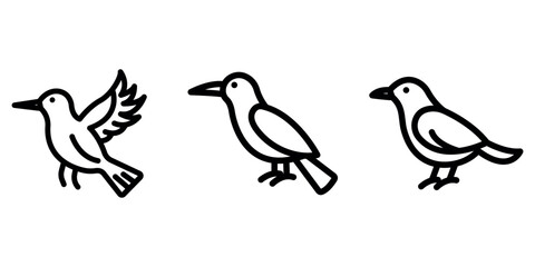 sun-bird outline or line icon design bundle.