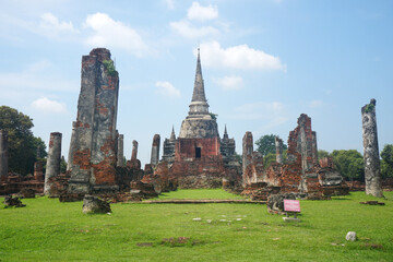 Royal Vihara, Historical Park of Wat Phra Si Sanphet Chedi and Wihan Ruins. Buddhist temple within the old palace of the Kingdom of Ayutthaya. UNESCO World Heritage Site. Thailand.   