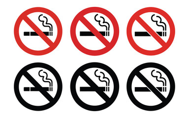 No smoking prohibition symbols show healthy lifestyle and smoke free zone, smoking is not allowed concept.