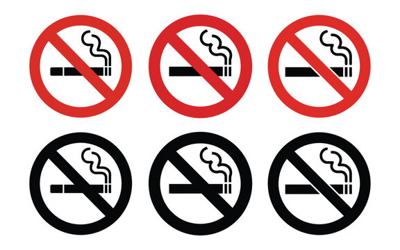 No smoking prohibition symbols show healthy lifestyle and smoke free zone, smoking is not allowed concept.